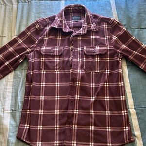 Aeropostale Fleece Flannel Button Up, Men’s Medium Maroon